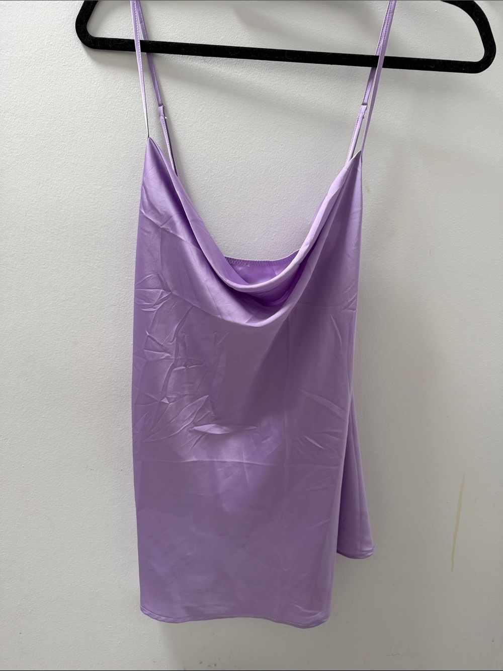 Lilac Satin Cowl Neck Slip Top - Picture 5 of 6